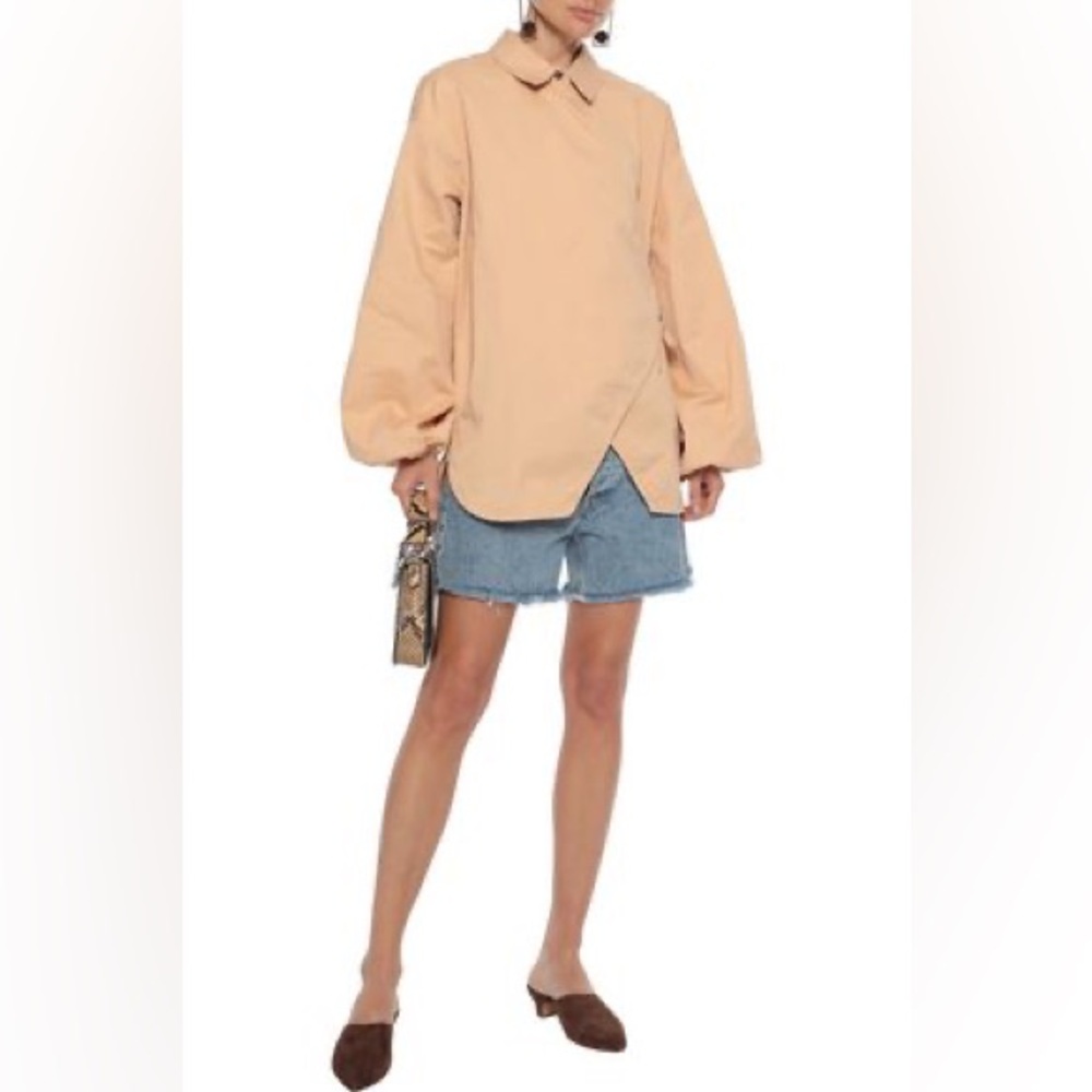 GANNI NWT Hewson Cotton-blend Twill Wrap Top